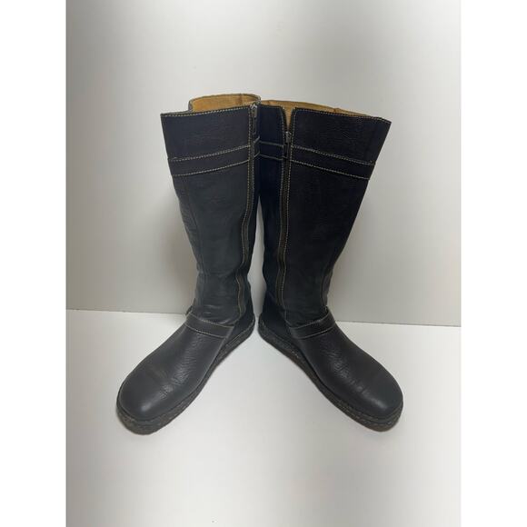 Vtg Born Boots Leather Riding Equestrian Tall Side Zipper Flat Sz 9/40.5 - Picture 1 of 9